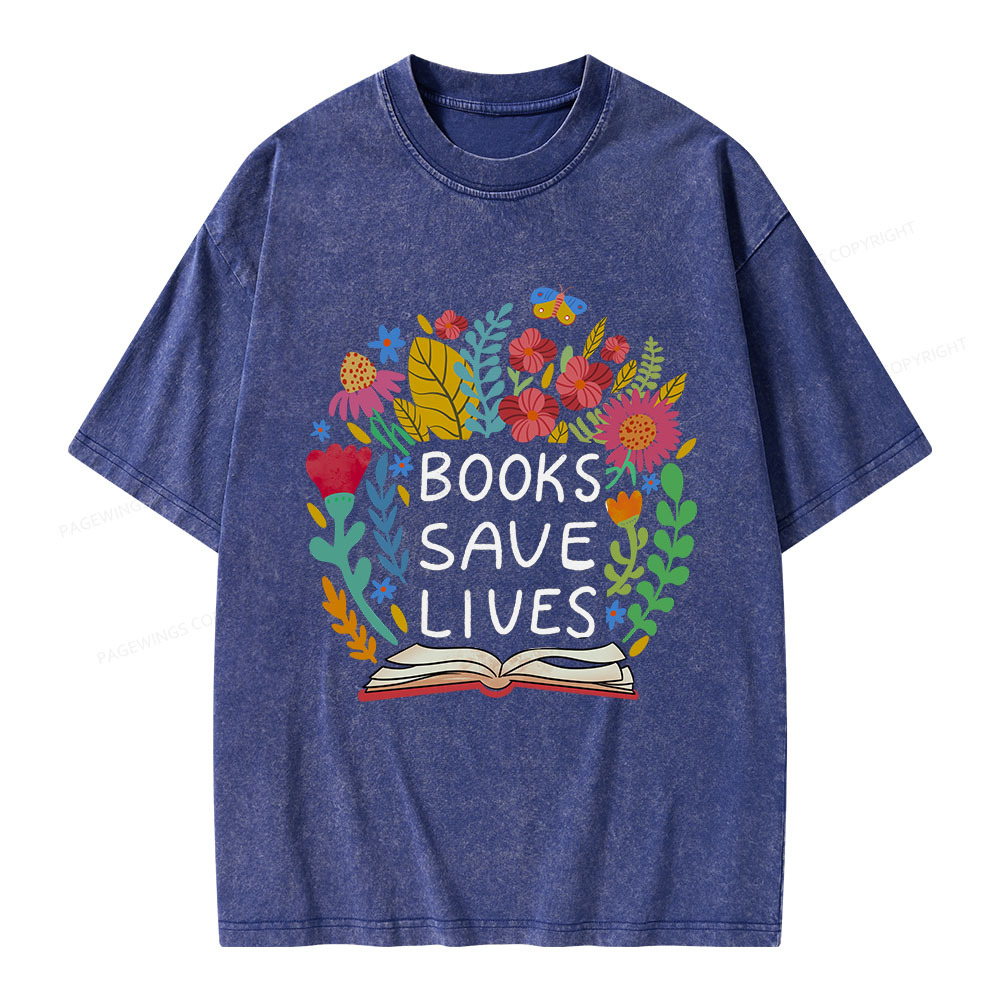 Pagewings Books Save Lives Unisex Washed T-shirt