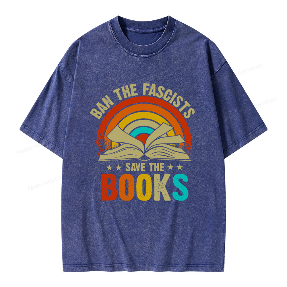 Pagewings Ban The Fascists Save The Books Unisex Washed T-shirt