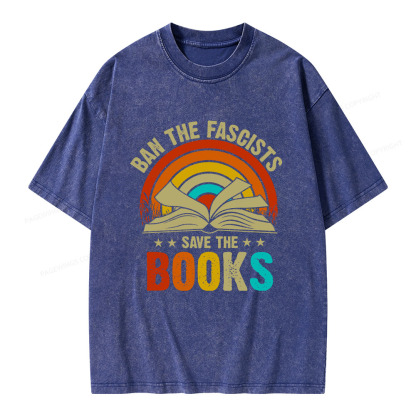 Pagewings Ban The Fascists Save The Books Unisex Washed T-shirt