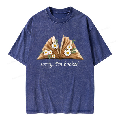 Pagewings Sorry I'm Booked Unisex Washed T-shirt