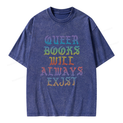 Pagewings Queer Books Will Always Exist Unisex Washed T-shirt