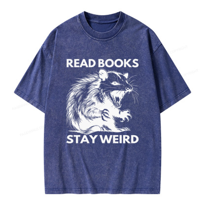Pagewings Read Books Stay Weird Unisex Washed T-shirt