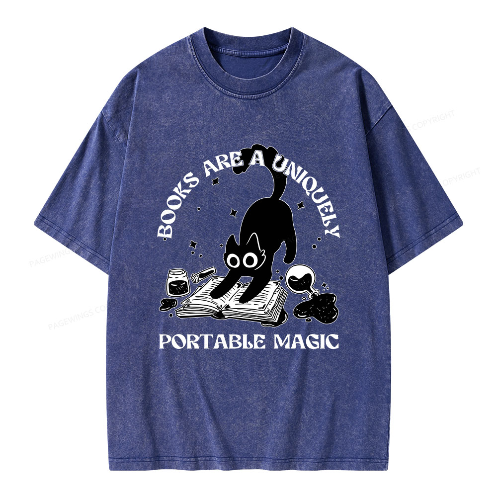 Pagewings Books Are Uniquely Portable Magic Unisex Washed T-shirt