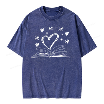 Pagewings Bookworm Librarian Valentines Day Book Unisex Washed T-shirt