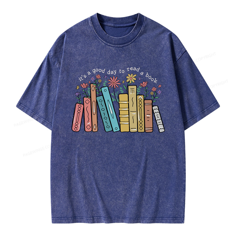 Pagewings It’s A Good Day To Read A Book Unisex Washed T-shirt