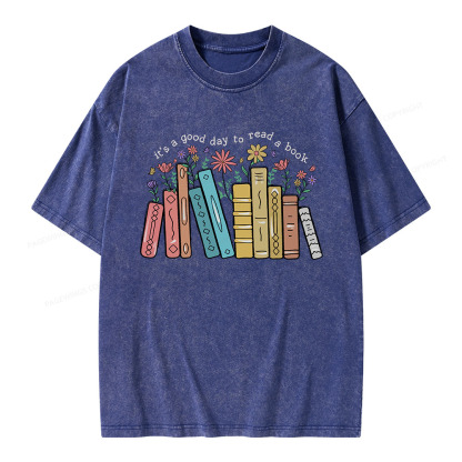 Pagewings It’s A Good Day To Read A Book Unisex Washed T-shirt