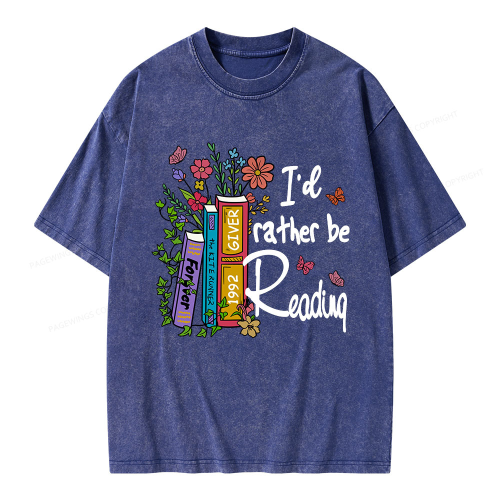Pagewings I'd Rather Be Reading Unisex Washed T-shirt