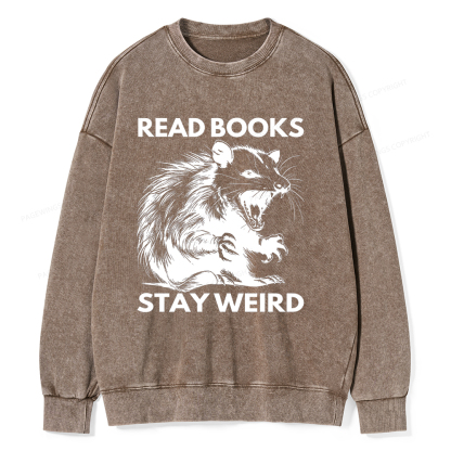 Pagewings Read Books Stay Weird Unisex Washed Sweatshirt
