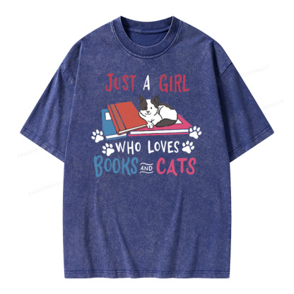 Pagewings Cat Books Book and Cats on Unisex Baseball T-Shirt Unisex Washed T-shirt