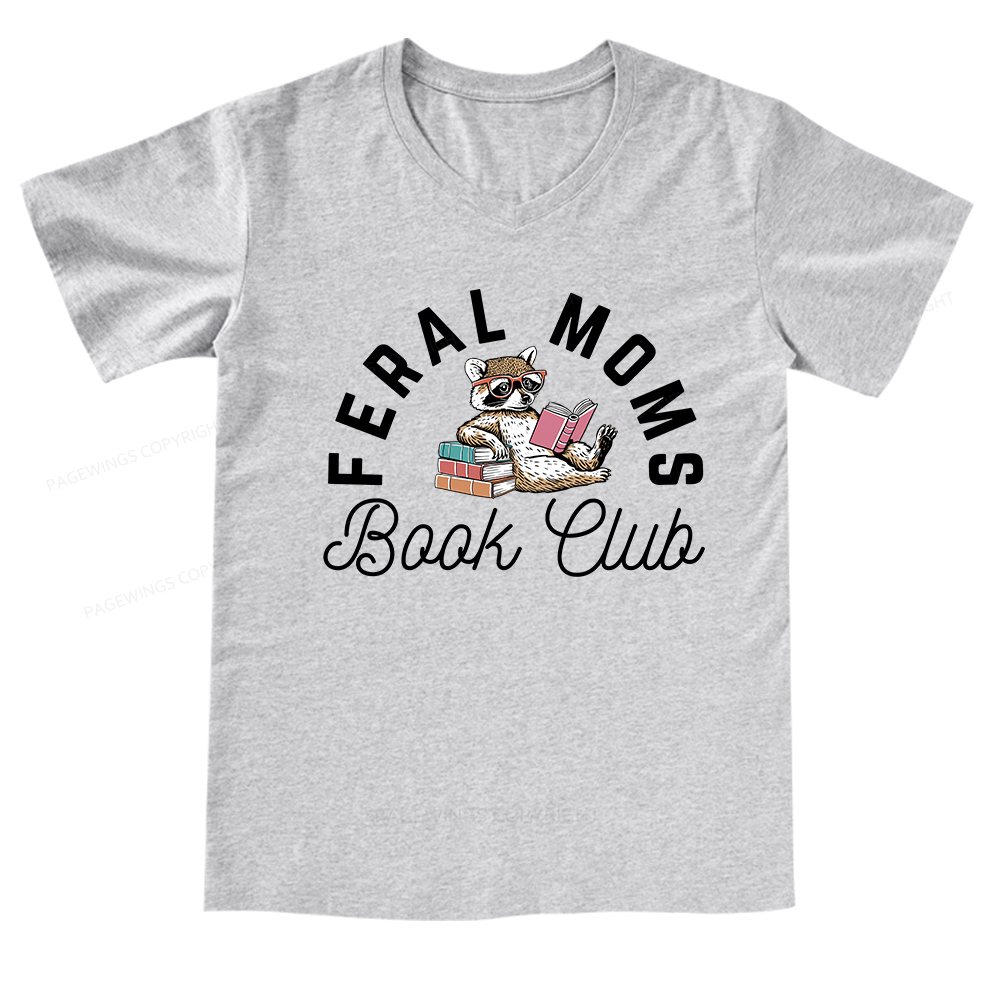 Pagewings Feral Moms Book Club V-neck T-shirt