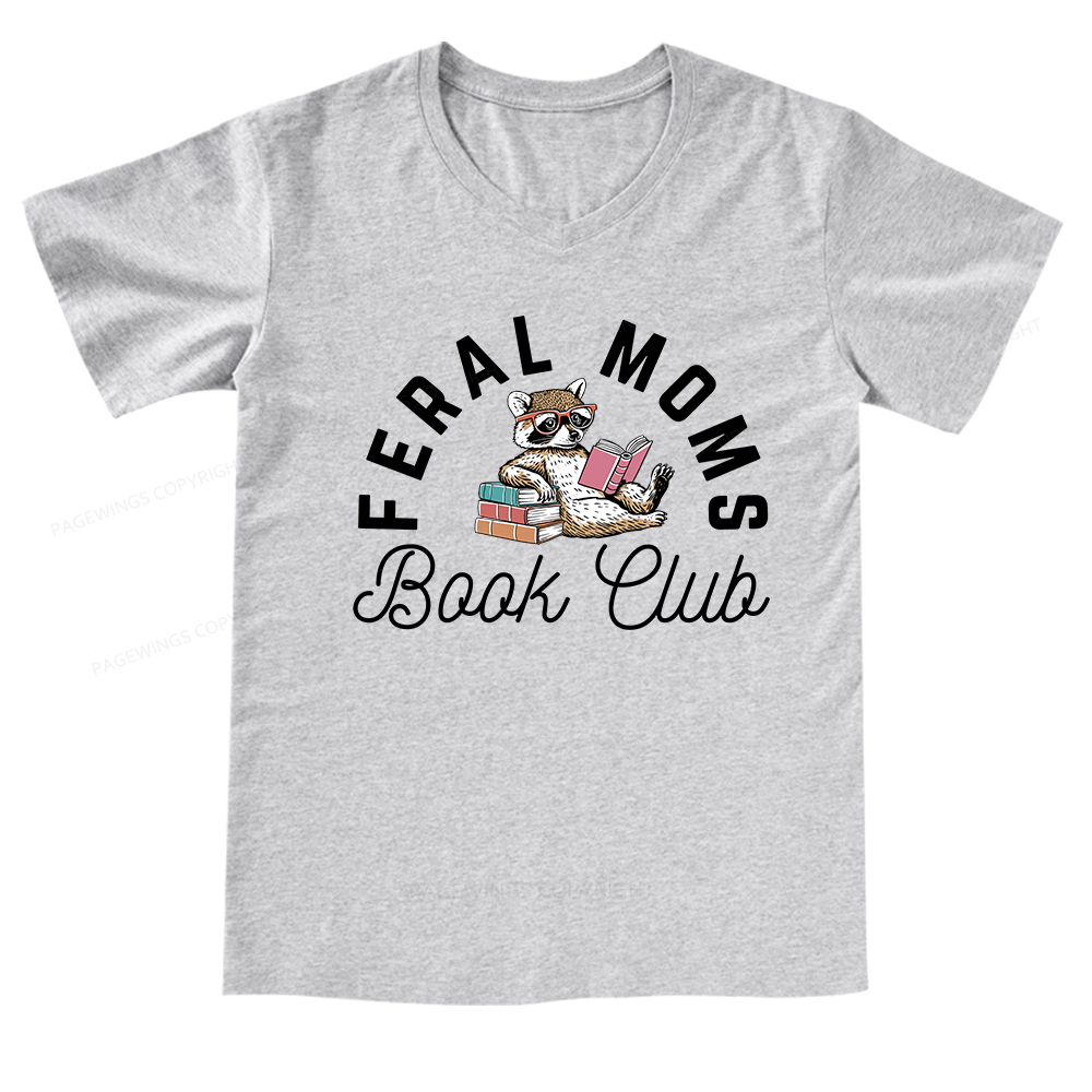 Pagewings Feral Moms Book Club V-neck T-shirt