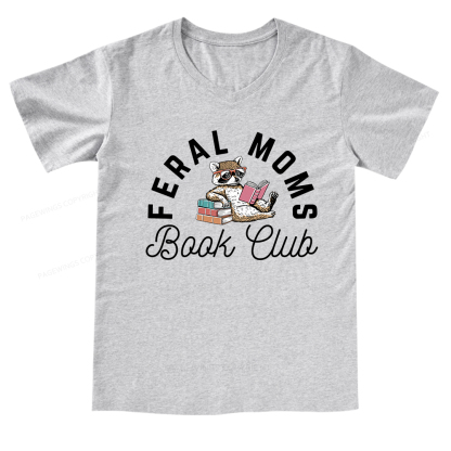 Pagewings Feral Moms Book Club V-neck T-shirt