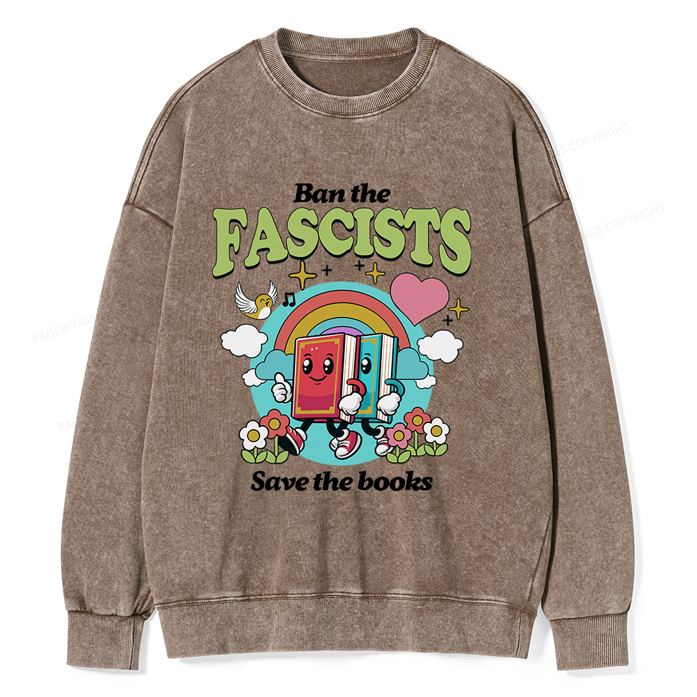 Pagewings Ban the Fascists Save the Books Unisex Washed Sweatshirt