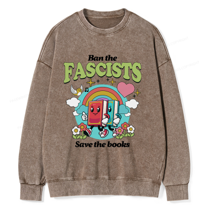 Pagewings Ban the Fascists Save the Books Unisex Washed Sweatshirt
