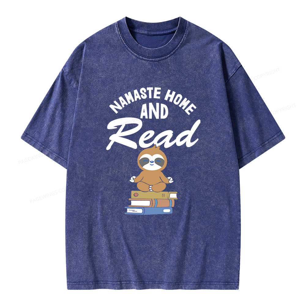 Pagewings Namaste Home And Read Unisex Washed T-shirt