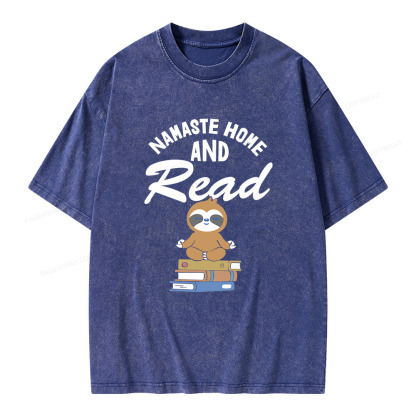 Pagewings Namaste Home And Read Unisex Washed T-shirt