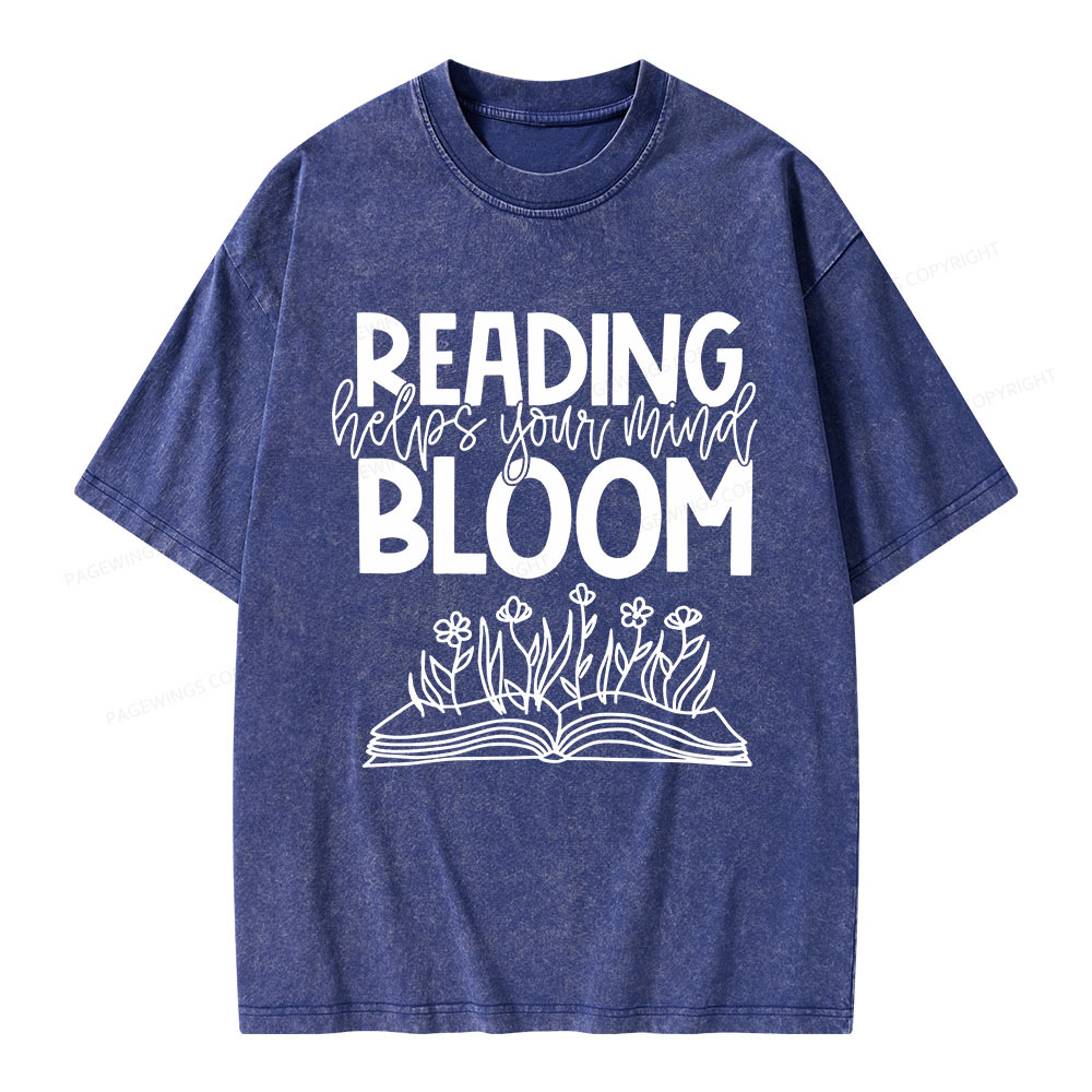 Pagewings Reading Helps Your Mind Bloom Unisex Washed T-shirt