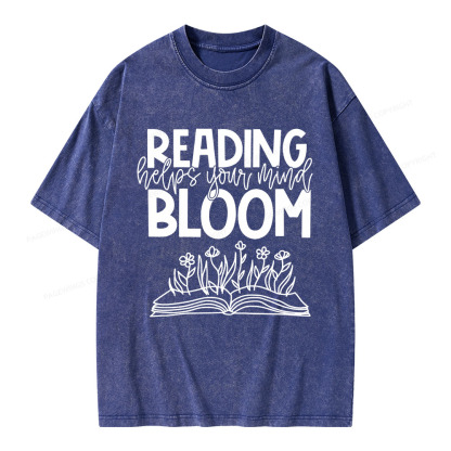 Pagewings Reading Helps Your Mind Bloom Unisex Washed T-shirt