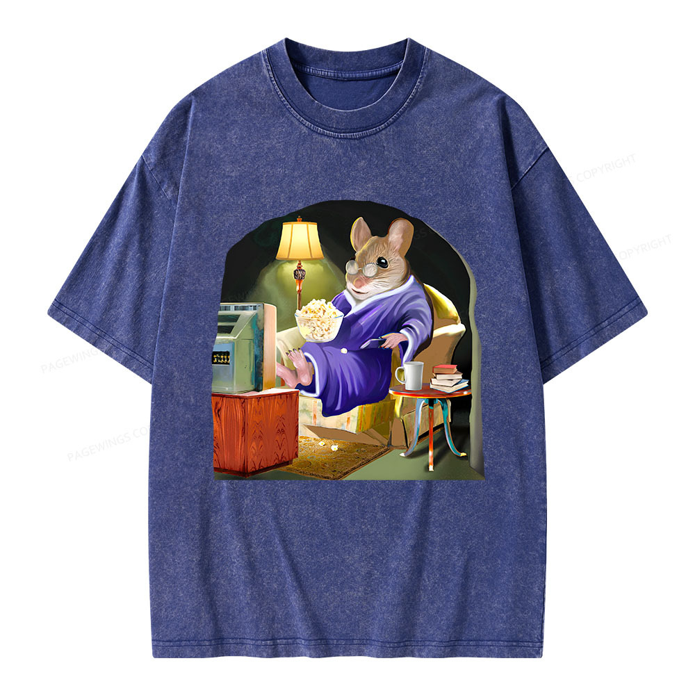 Pagewings Leisurely Mouse Unisex Washed T-shirt