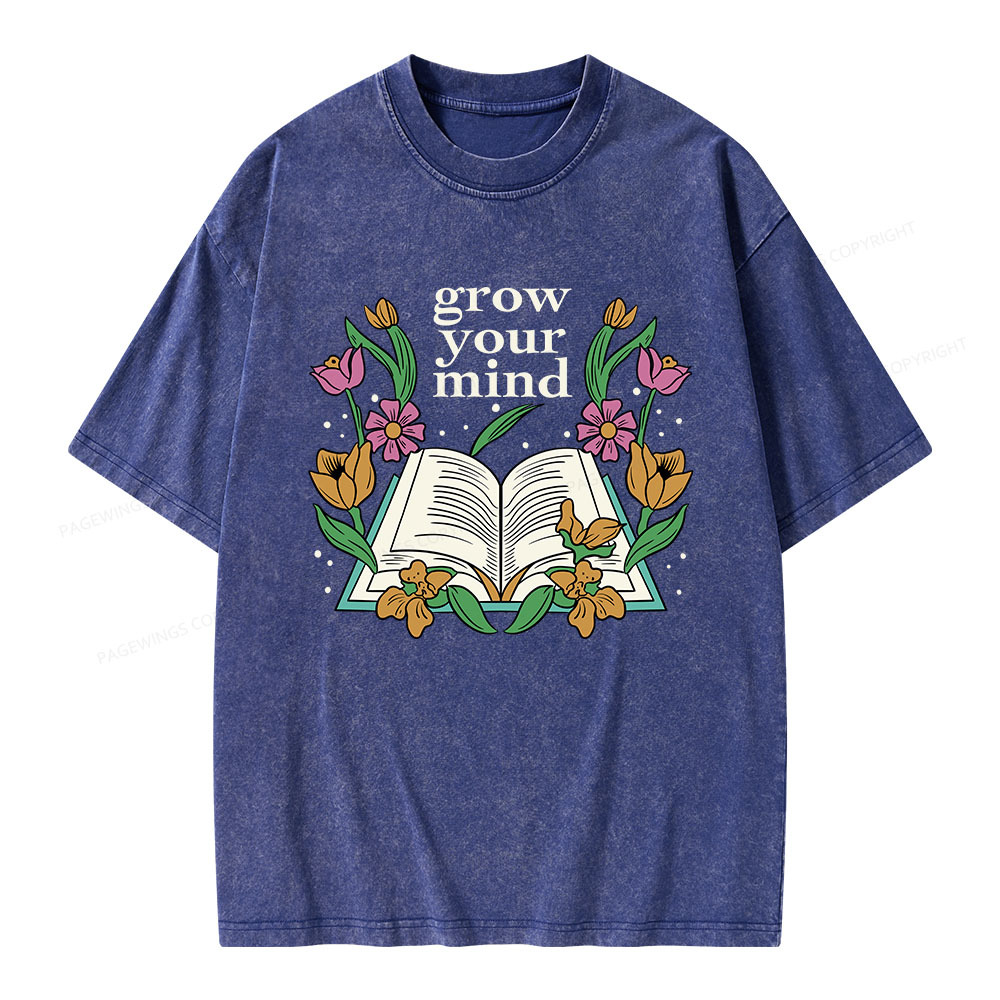 Pagewings Grow Your Mind Unisex Washed T-shirt