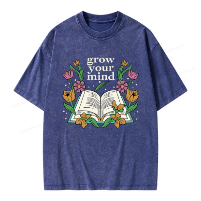 Pagewings Grow Your Mind Unisex Washed T-shirt