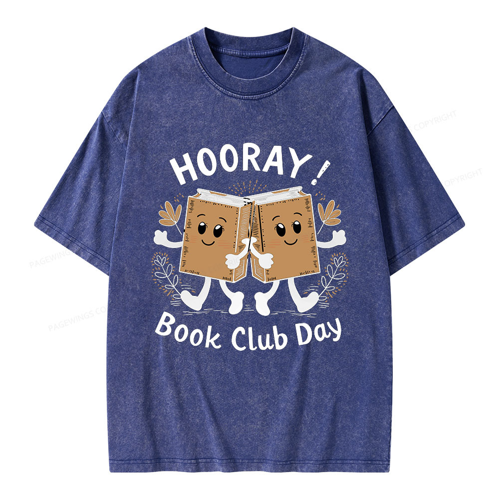 Pagewings Hooray Book Club Day Unisex Washed T-shirt