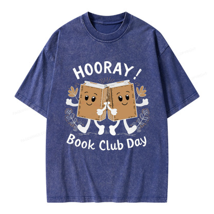 Pagewings Hooray Book Club Day Unisex Washed T-shirt