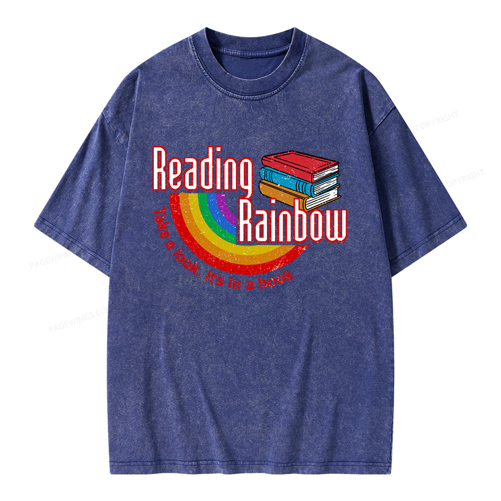 Pagewings Reading Rainbow Unisex Washed T-shirt