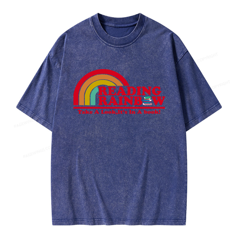 Pagewings Reading Rainbow Unisex Washed T-shirt