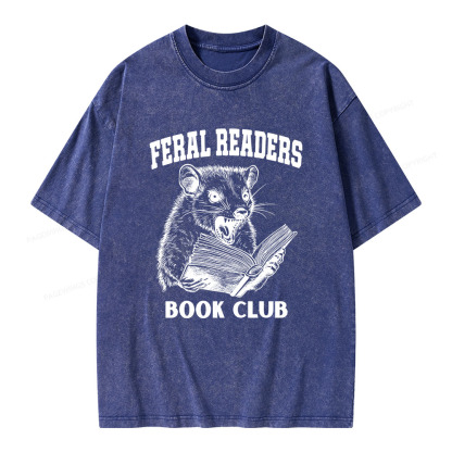 Pagewings Feral Readers Book Club Unisex Washed T-shirt