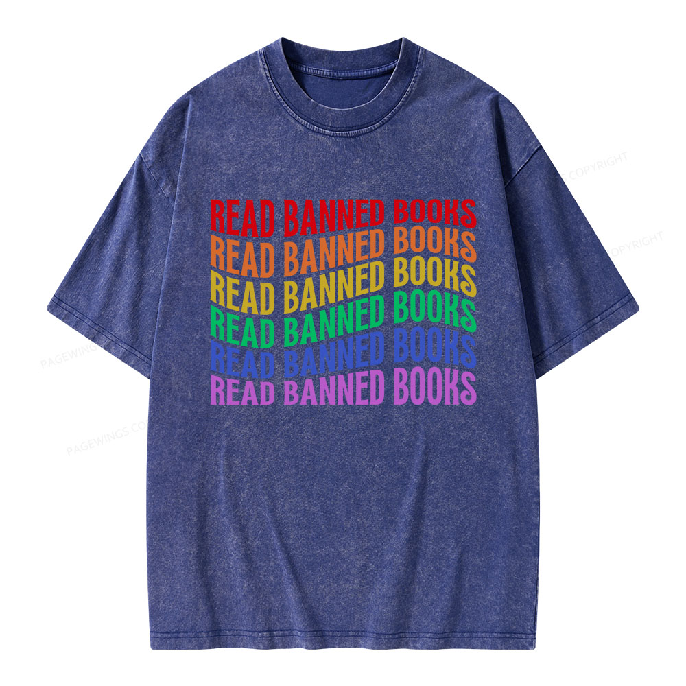 Pagewings Read Banned Books Unisex Washed T-shirt