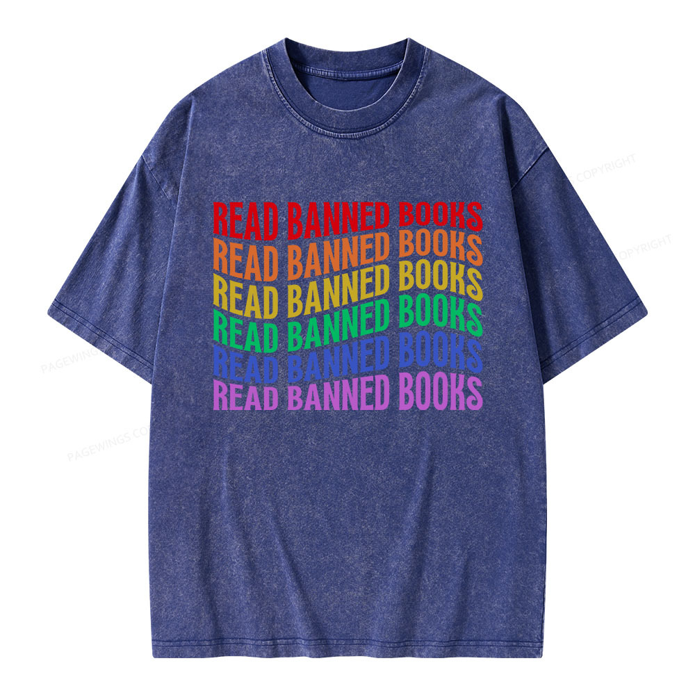 Pagewings Read Banned Books Unisex Washed T-shirt