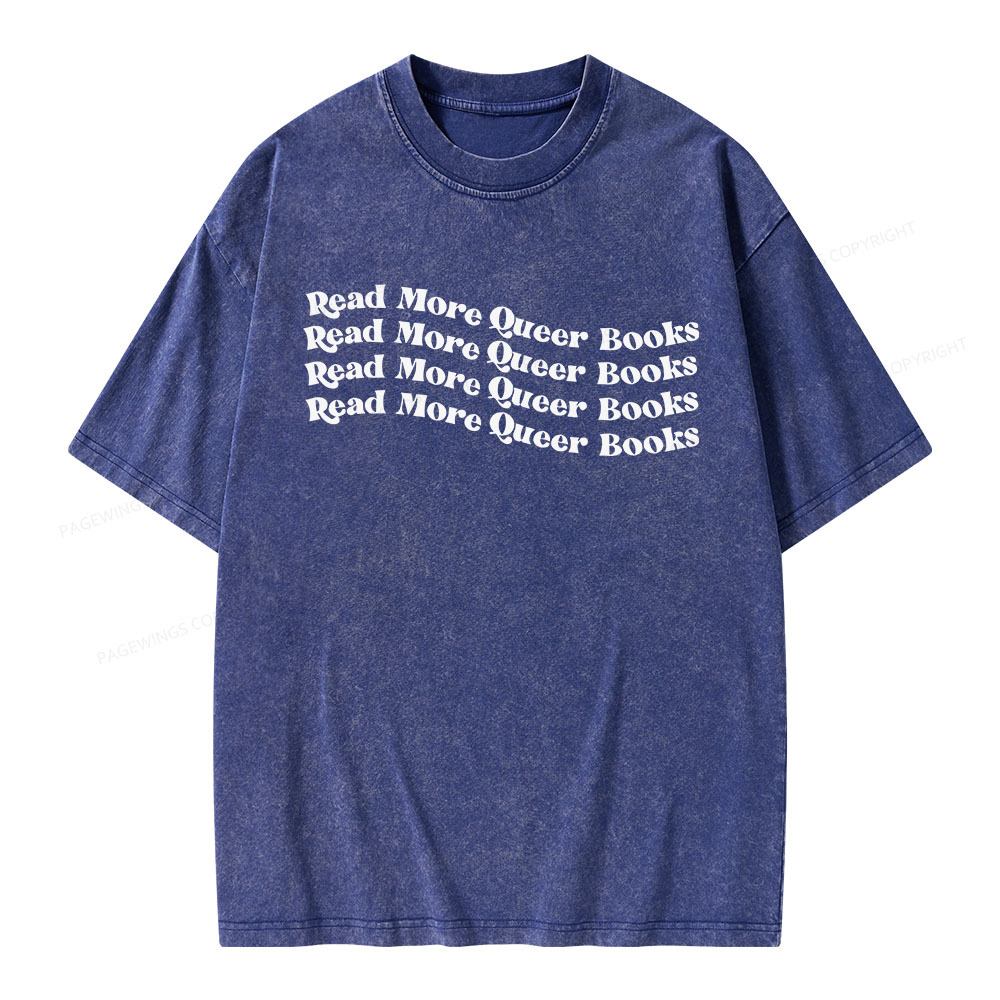 Pagewings Read More Queer Books Unisex Washed T-shirt