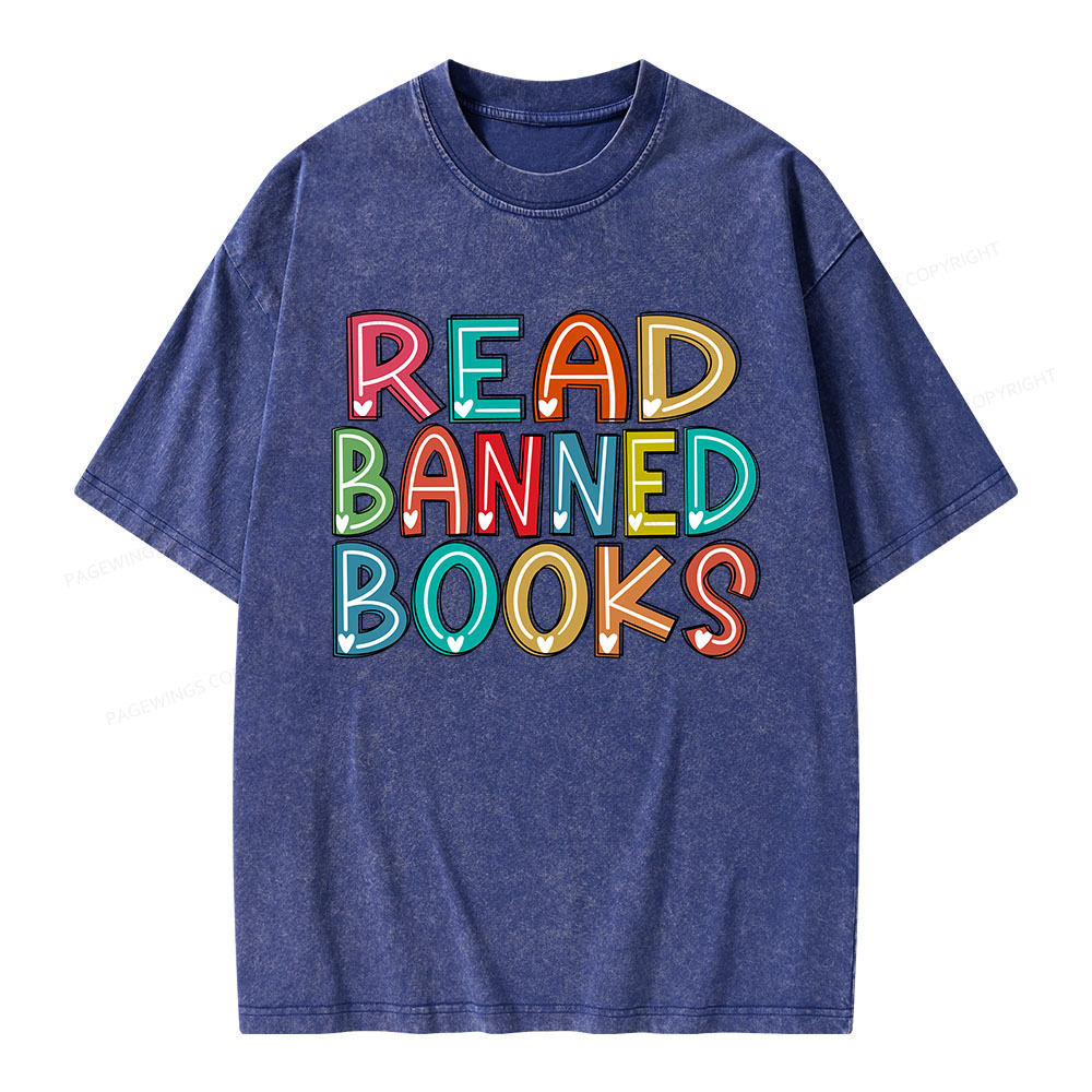 Pagewings Read Banned Books Unisex Washed T-shirt