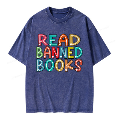 Pagewings Read Banned Books Unisex Washed T-shirt
