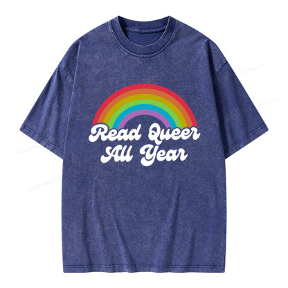 Pagewings Read Queer All Year Unisex Washed T-shirt