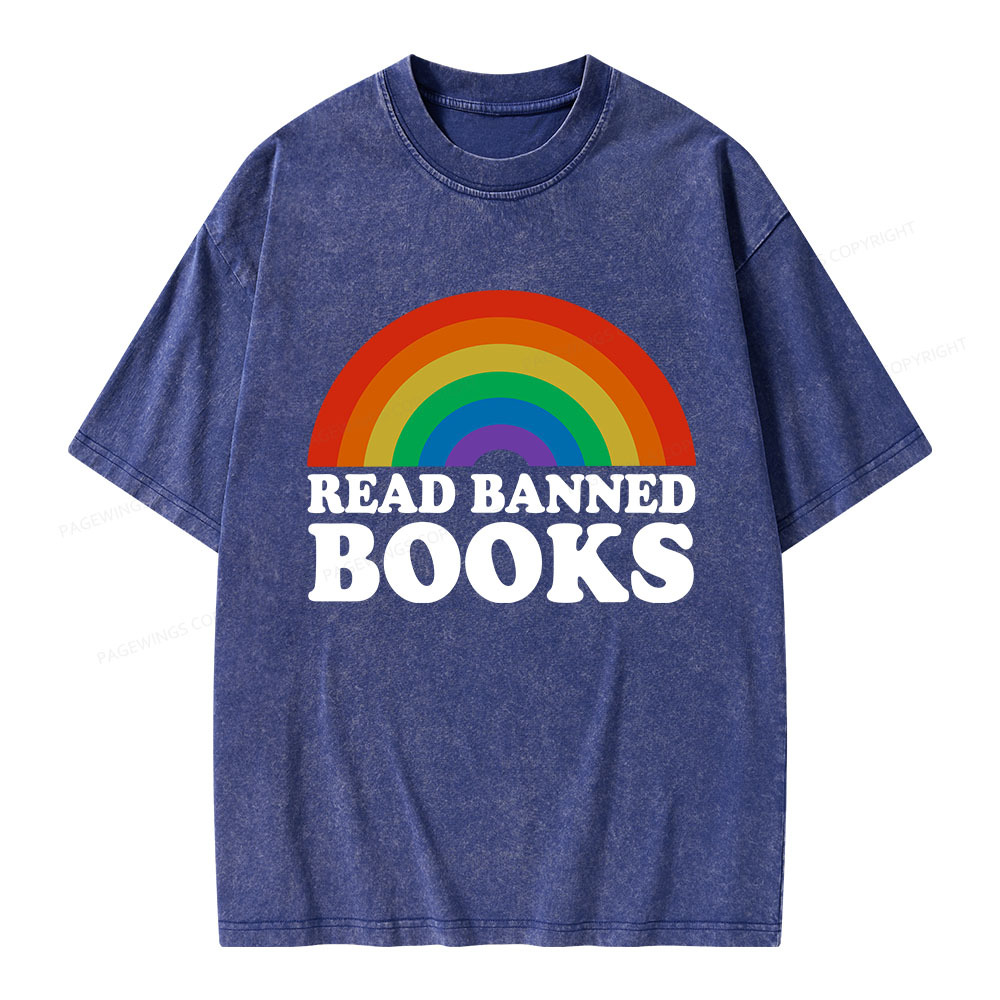 Pagewings Read Banned Books Unisex Washed T-shirt