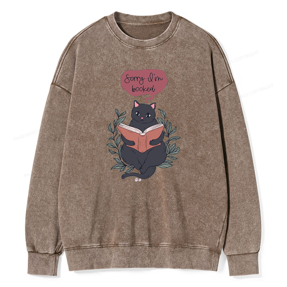 Pagewings Cats love reading books Unisex Washed Sweatshirt
