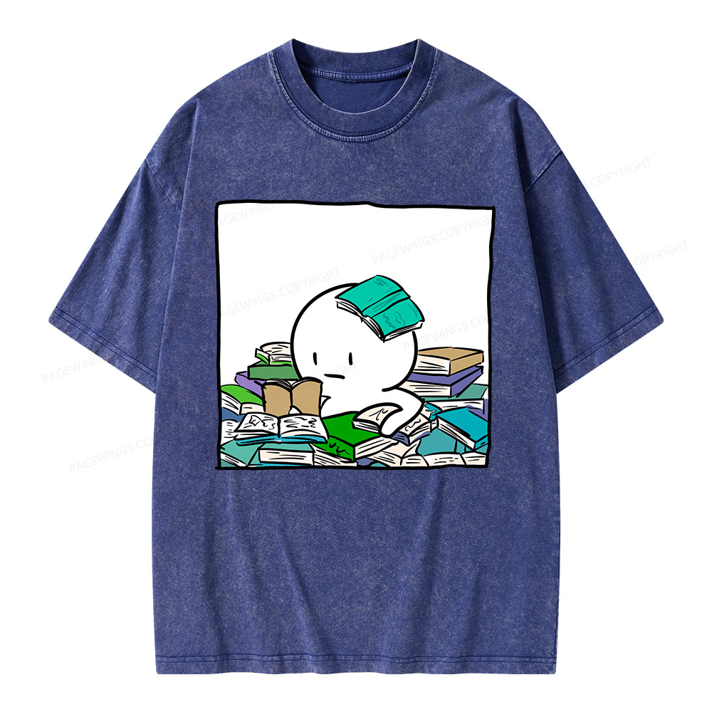 Pagewings Drowning In Books But Loving Every Moment Unisex Washed T-shirt