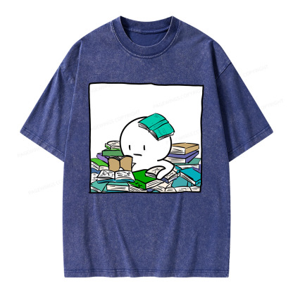 Pagewings Drowning In Books But Loving Every Moment Unisex Washed T-shirt