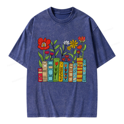 Pagewings Books Blooming Like Flowers In The Mind Unisex Washed T-shirt