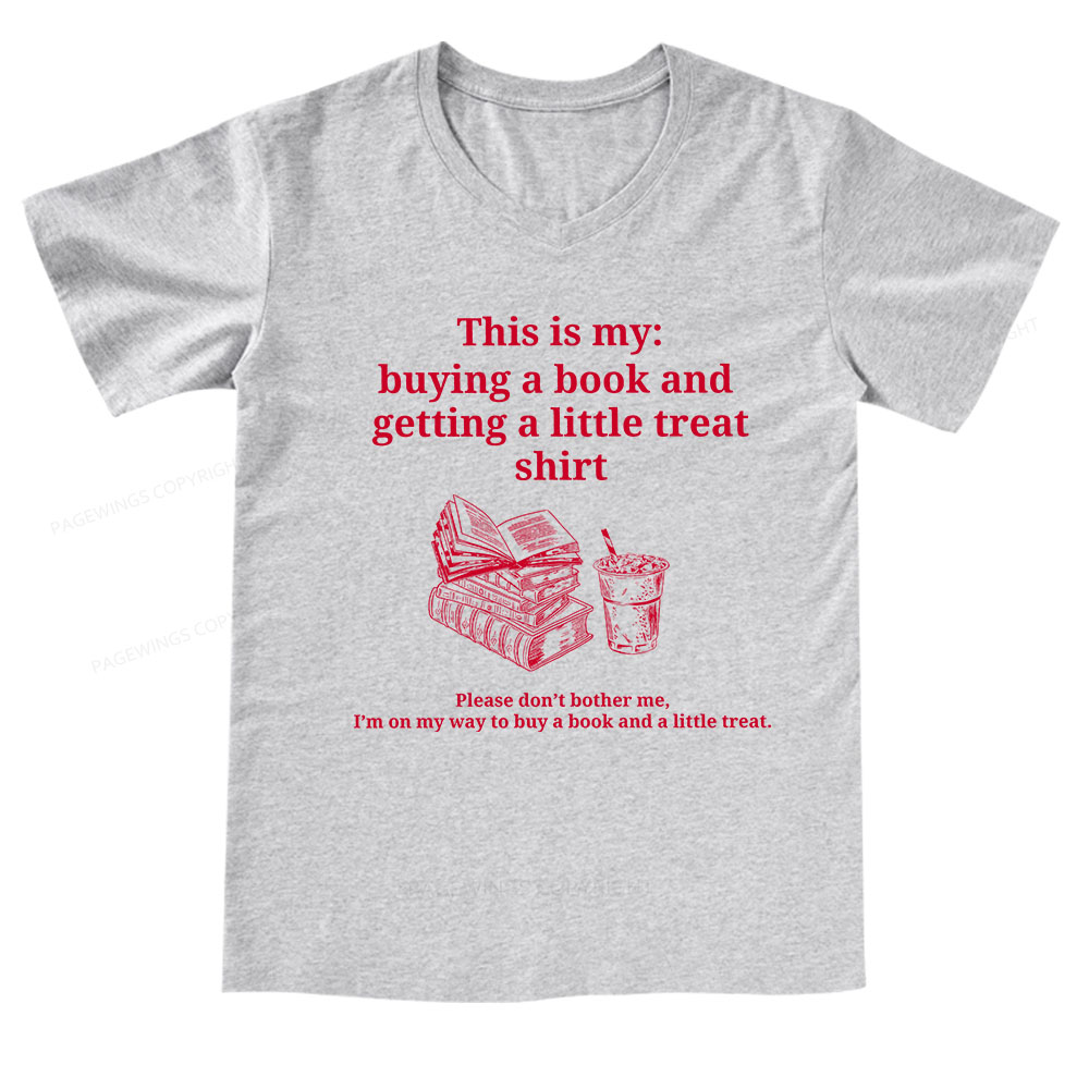 Pagewings Buying A Book And Getting A Little Treat V-neck T-shirt