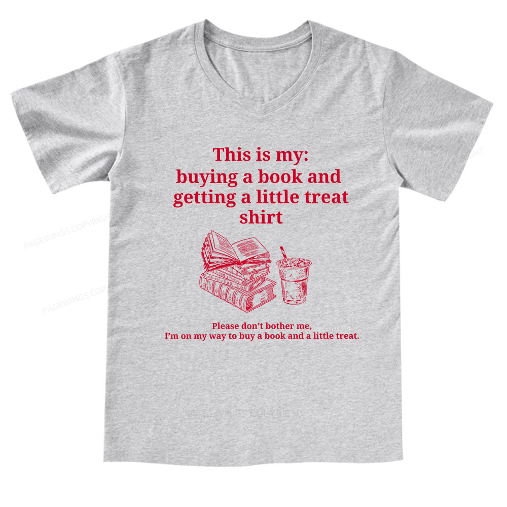 Pagewings Buying A Book And Getting A Little Treat V-neck T-shirt