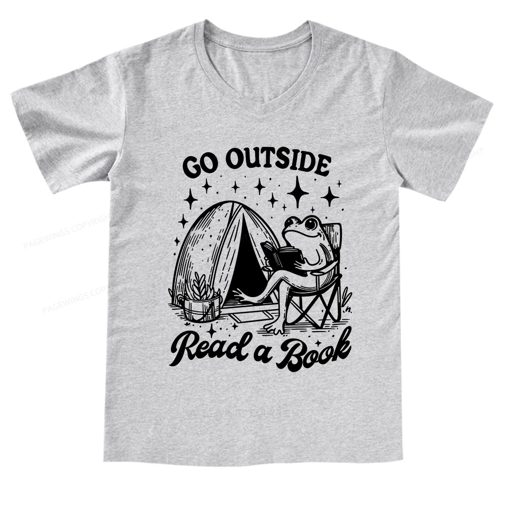 Pagewings Go Outside V-neck T-shirt