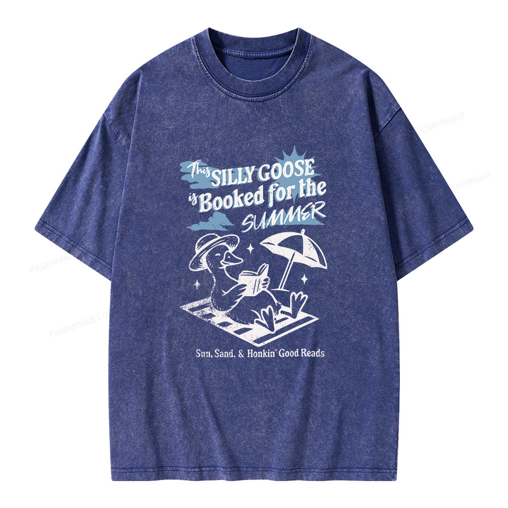 Pagewings Silly Goose Booked for the Summer Unisex Washed T-shirt