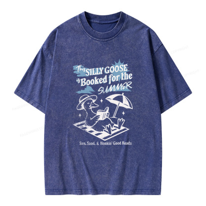 Pagewings Silly Goose Booked for the Summer Unisex Washed T-shirt
