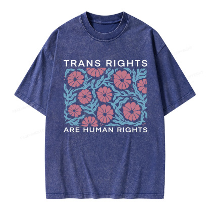 Pagewings Trans Rights Are Human Rights Unisex Washed T-shirt