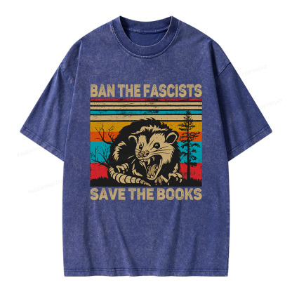 Pagewings Ban The Fascists  Save The Books  Unisex Washed T-shirt