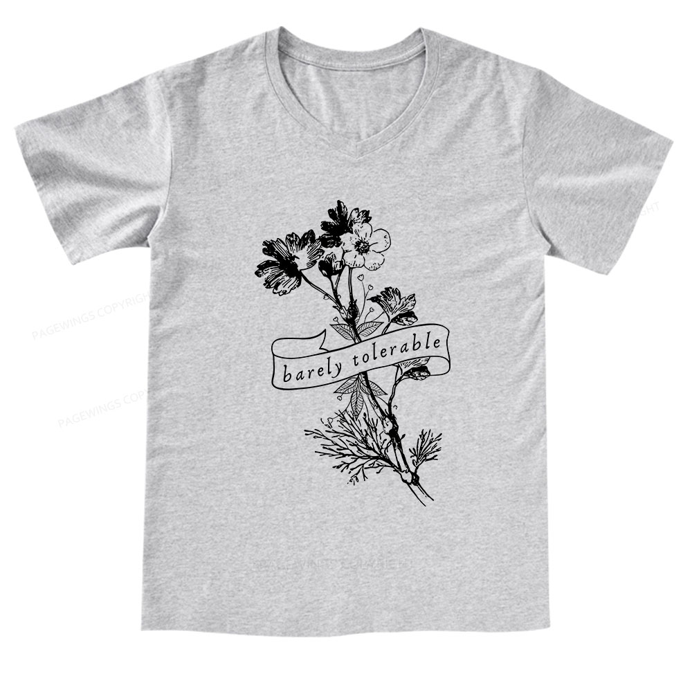 Pagewings Barely Tolerable V-neck T-shirt