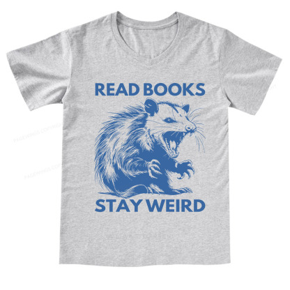 Pagewings Read Books Stay Weird V-neck T-shirt